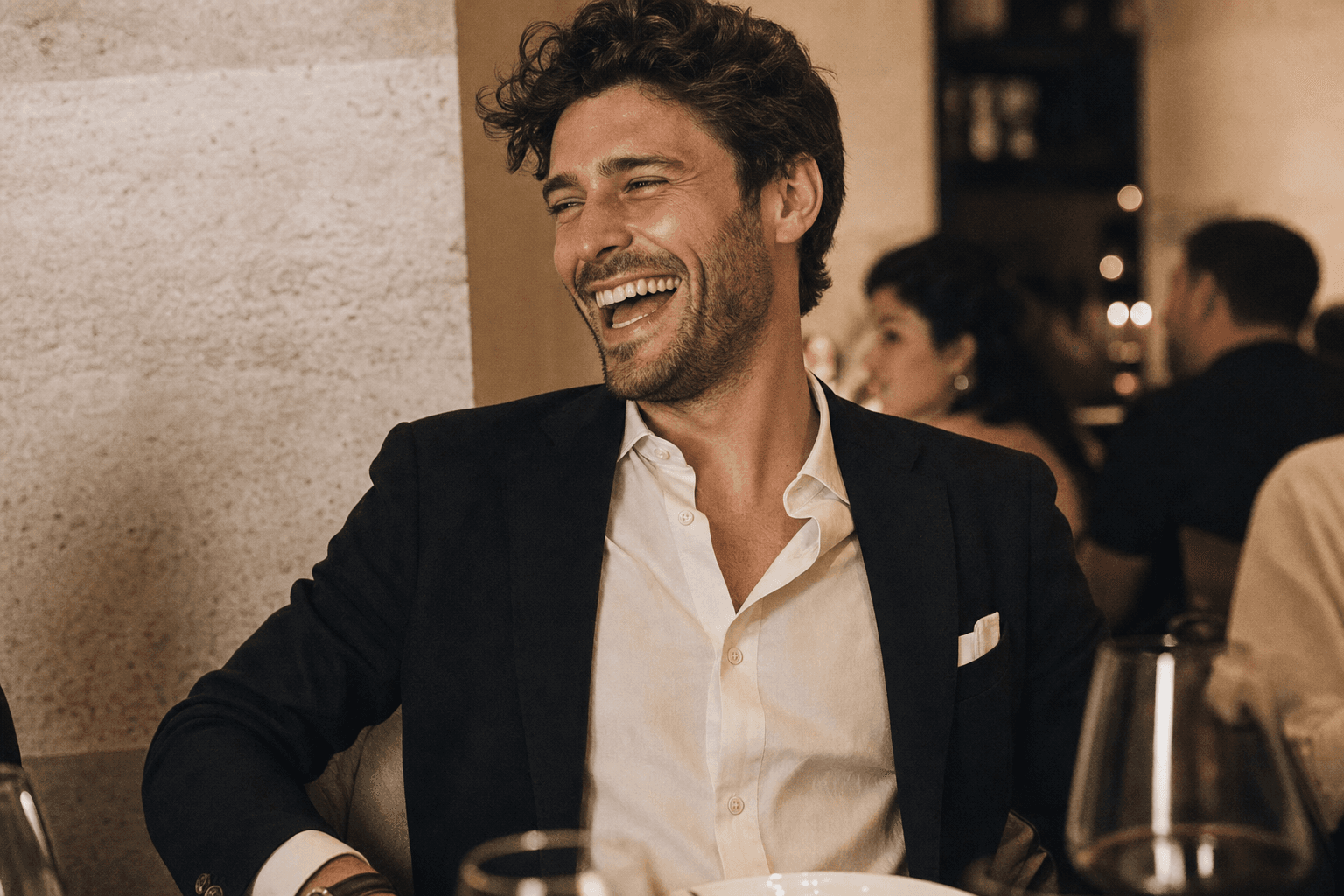 Candid — mid-laugh energy