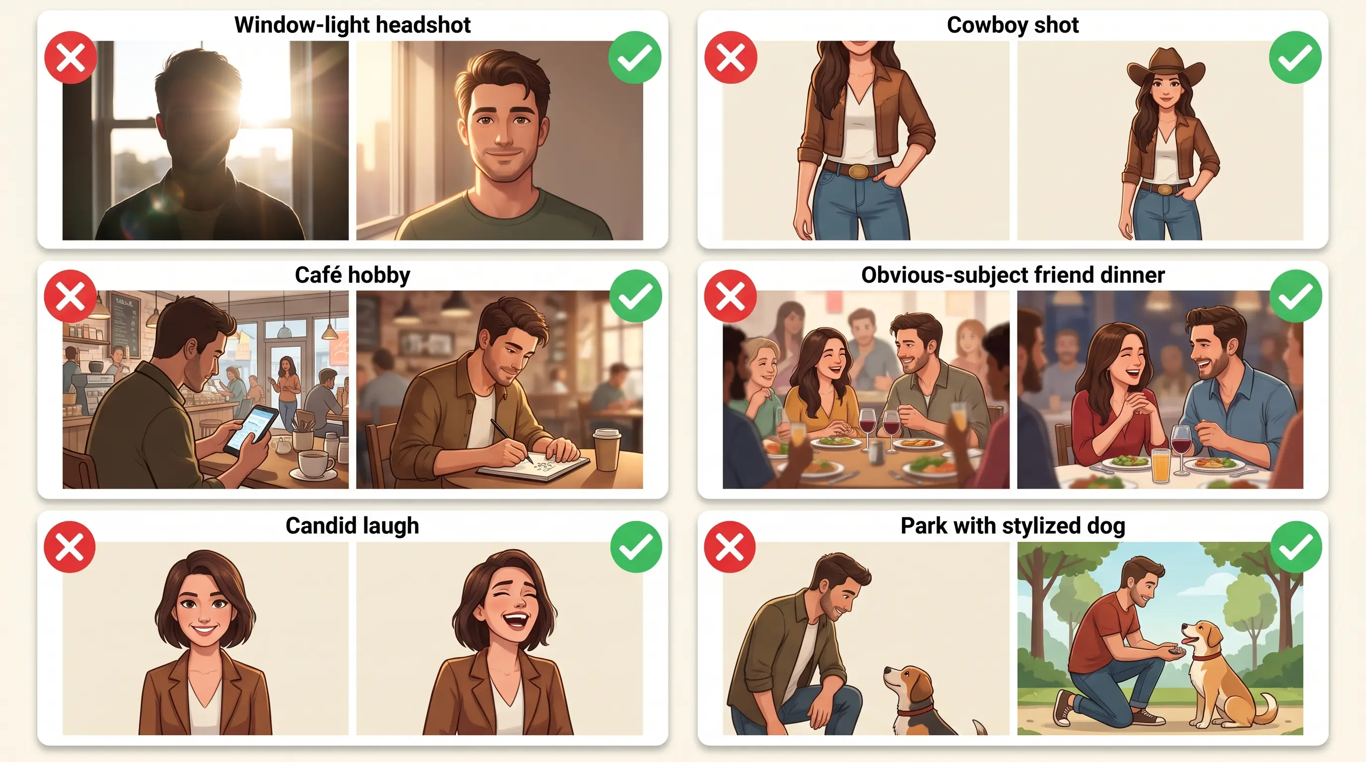AlignHeart screen — profile photo coaching, what works and what doesn't